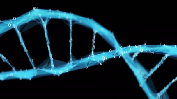 Bewegungshintergrund digitales binäres Polygon Plexus DNA Molekül 4k Schleife Alpha matt — Stockvideo