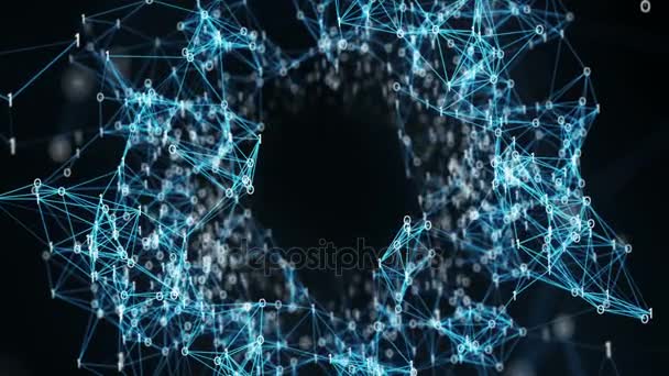 Astratto movimento sfondo digitale binario plesso reti di dati Alpha Matte Loop — Video Stock