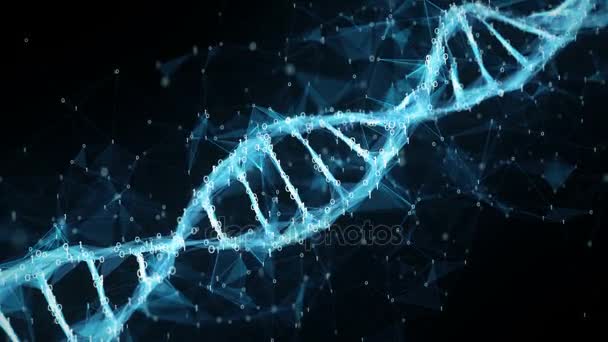 Аннотация Motion Background - Digital Binary Polygon Plexus DNA Molecule 4k Loop — стоковое видео