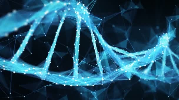 Hareketli arka plan dijital çokgen pleksus Dna molekülü 4k döngü — Stok video