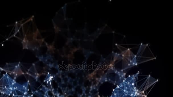 Durch digitale binäre Polygon-Plexus-Datennetzwerke fliegen — Stockvideo