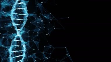 Hareketli arka plan dijital çokgen pleksus Dna molekülü rasgele digits döngü