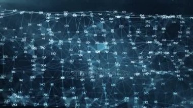 Hareketli arka plan - dijital rasgele Digits pleksus veri ağları