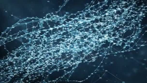 Abstraktní pozadí pohybu - digitální generování náhodných čísel Plexus datové sítě — Stock video