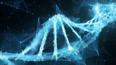 Hareketli arka plan - dijital ikili çokgen pleksus Dna molekülü 4k döngü
