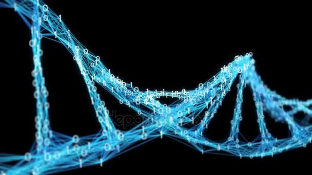 Рух фон цифрових двійкові сплетення ДНК молекули альфа матовий 4 к петлю — стокове відео