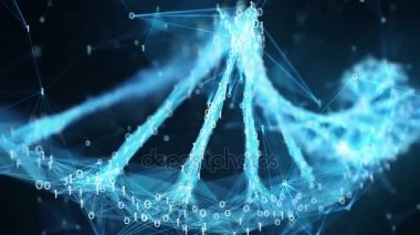 Hareketli arka plan - dijital ikili çokgen pleksus Dna molekülü 4k döngü
