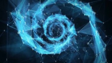 Hareketli arka plan - dijital ikili çokgen pleksus Dna sarmal 4k döngü