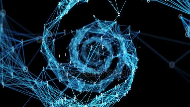 Motion Background Digital Binary Plexus DNA espiral Alfa Matte 4k Loop — Vídeo de Stock