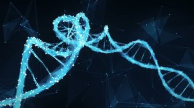 Hareketli arka plan dijital çokgen pleksus Dna molekülü 4k döngü