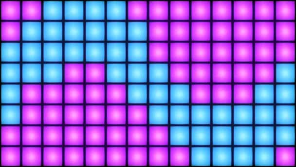 Kolorowe Disco klub nocny taniec podłogi ściany świecące światła siatki tła vj pętli — Wideo stockowe