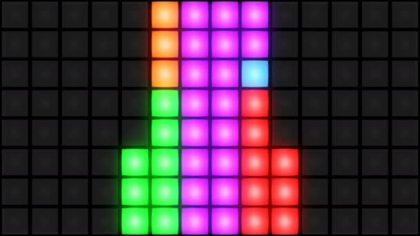 Barevné Disco klub taneční podlaha zeď zářící světelné mřížky vj smyčka v pozadí — Stock video