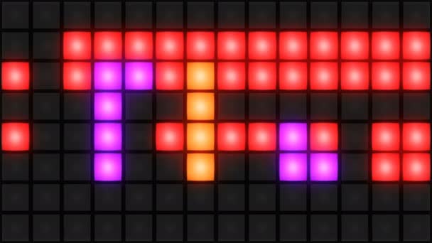 Colorful Disco nightclub dance floor wall glowing light grid background vj loop — Stock Video