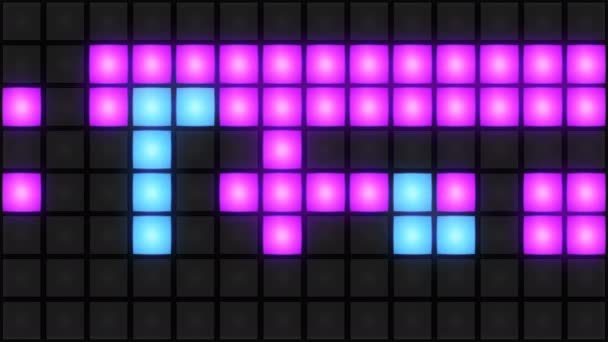 Colorful Disco nightclub dance floor wall glowing light grid background vj loop — Stock Video