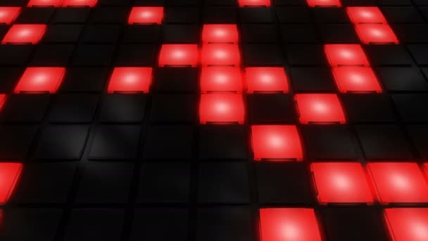 Discothèque rouge piste de danse mur lumineux grille arrière-plan vj boucle — Video