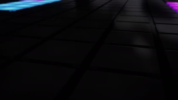Πολύχρωμο Disco νυχτερινό κέντρο χορού πάτωμα τοίχο λαμπερό Ανοιχτόχρωμο πλέγμα φόντο vj βρόχο — Αρχείο Βίντεο