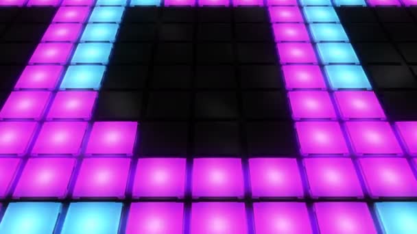 Барвистий дискотека нічний клуб танцювальна підлога стіна світиться світла сітка фон vj цикл — стокове відео