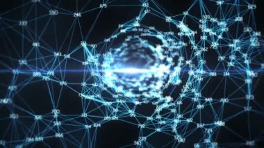 Hareketli arka plan - rasgele Digits dijital pleksus tünel huni döngü