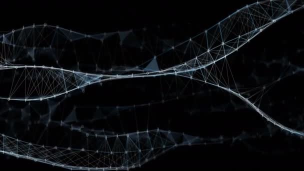 Soyut hareket - dijital ikili çokgen pleksus veri ağları Alfa mat — Stok video