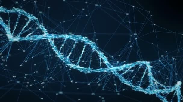 Mozgó háttér digitális Plexus DNS molekula véletlenszerűen kiválasztott számjeggyel hurok — Stock videók