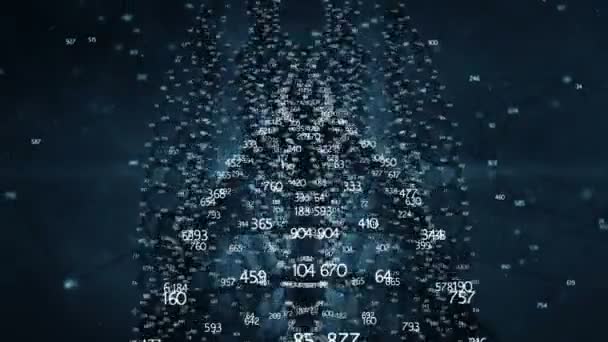 VJ Loop - slumpmässiga siffror mörka Plexus Data nätverk abstrakt rörelse bakgrunden — Stockvideo