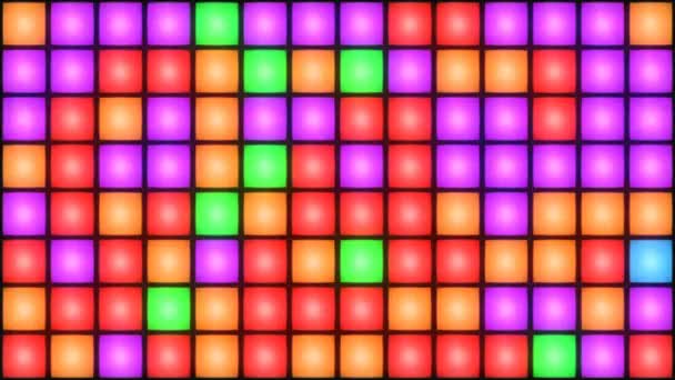 Красочный диско ночной клуб танцпол стены перчатки световая сетка фон vj loop — стоковое видео