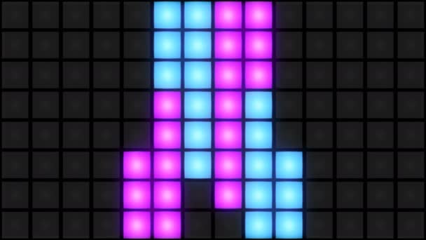 Красочный диско ночной клуб танцпол стены перчатки световая сетка фон vj loop — стоковое видео