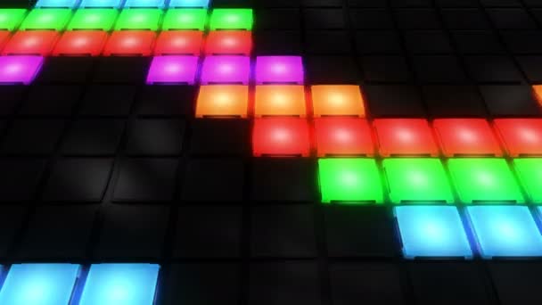 Colorido discoteca pista de baile pared brillante luz rejilla fondo vj lazo — Vídeo de stock