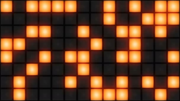 Orange Disco klub taneční podlaha zeď zářící světelné mřížky pozadí vj smyčka — Stock video