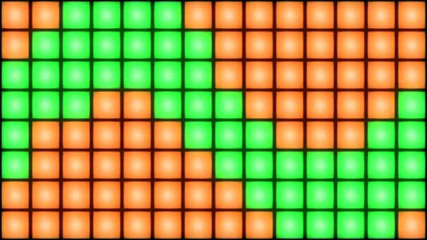 カラフルなディスコ ナイトクラブ ダンス床壁白熱ライト グリッド バック グラウンド vj ループ — ストック動画