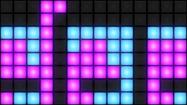 Kleurrijke Disco discotheek dans vloer muur gloeiende lichtscherm achtergrond vj lus — Stockvideo