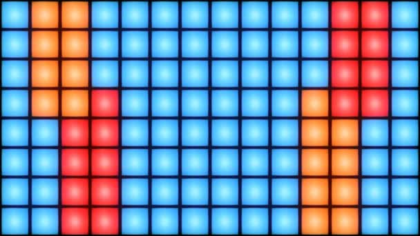 Colorful Disco nightclub dance floor wall glowing light grid background vj loop — Stock Video