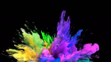 Seri çekim - renkli pembe sarı duman patlama sıvı parçacıkların Alfa mat renk