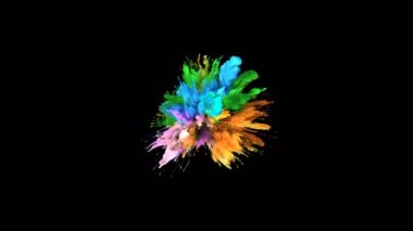 Seri çekim - renkli turuncu mavi duman patlama sıvı parçacıkların Alfa mat renk