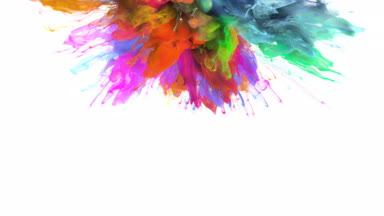 Seri çekim - renkli pembe mavi duman patlama sıvı parçacıkların Alfa mat renk