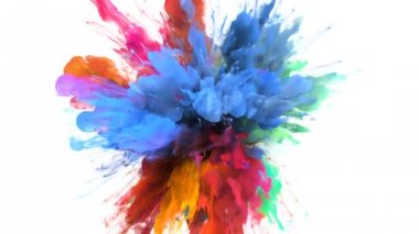 Seri çekim - renkli mavi pembe duman patlama sıvı parçacıkların Alfa mat renk