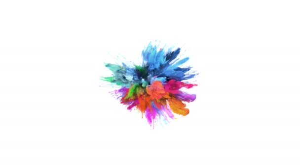 Renk patlaması renkli mavi pembe duman patlama sıvı parçacıkların Alfa mat — Stok video