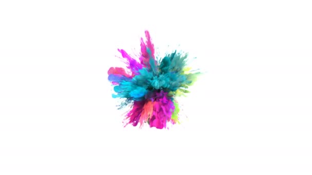 Color Burst - colorful cyan magenta smoke explosion fluid particles alpha matte — Stock Video