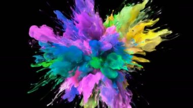 Seri çekim - renkli sarı pembe duman patlama sıvı parçacıkların Alfa mat renk