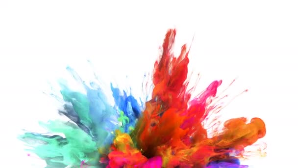 Color Burst - colorful orange cyan smoke explosion fluid particles alpha matte — Stock Video