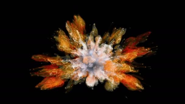 Color Burst - colorful yellow red smoke explosion fluid particles alpha matte — Stock Video