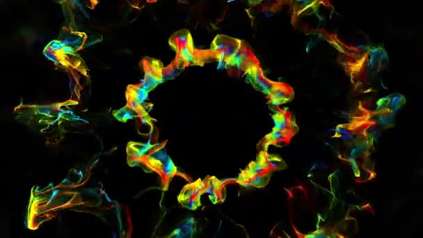 Множественные переливающиеся многоцветные пульсирующие взрывы ударных волн альфа-частиц — стоковое видео