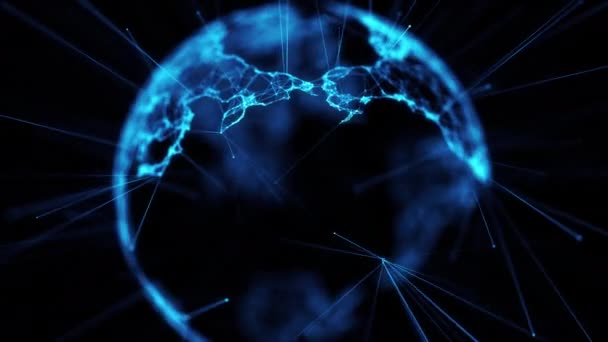 Digital globe big data réseau social planète Terre hologramme 4k alpha mat boucle — Video