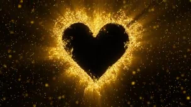 Αγάπη σχήμα καρδιάς Ημέρα του Αγίου Βαλεντίνου glitter υφή άλφα ματ αντίγραφο χώρο 4k — Αρχείο Βίντεο