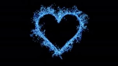Sevgi dolu kalp Sevgililer Günü mavi parıltı deseni alfa kopya alanı 4k