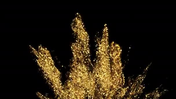 Golden Glitter Sparkle Partícula Explosión Fondo Canal alfa de cámara lenta — Vídeos de Stock