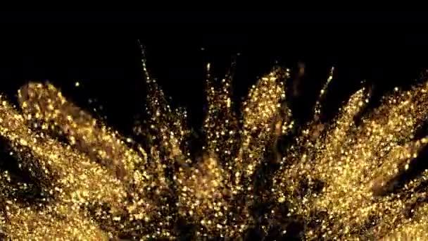 Golden Glitter Sparkle Partícula Explosión Fondo Canal alfa de cámara lenta — Vídeo de stock