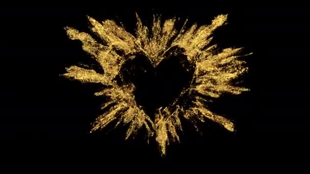Láska srdce ve tvaru Valentýna třpyt výbuch výbuch alfa kopie prostor 4k — Stock video