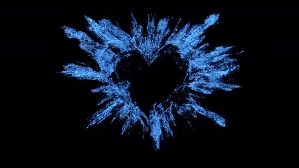 Love heart shaped Valentine's Day glitter burst explosion alpha copy space 4k — Stock Video