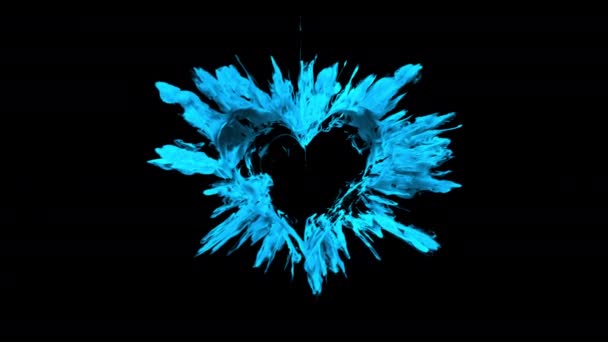 Цветной взрыв любви в форме сердца в День Святого Валентина красочный взрыв дыма порошок — стоковое видео